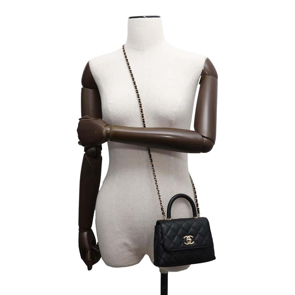 CHANEL Coco Handle ChainShoulder Bag BlackAP4244 Caviar Leather Size Mini mini