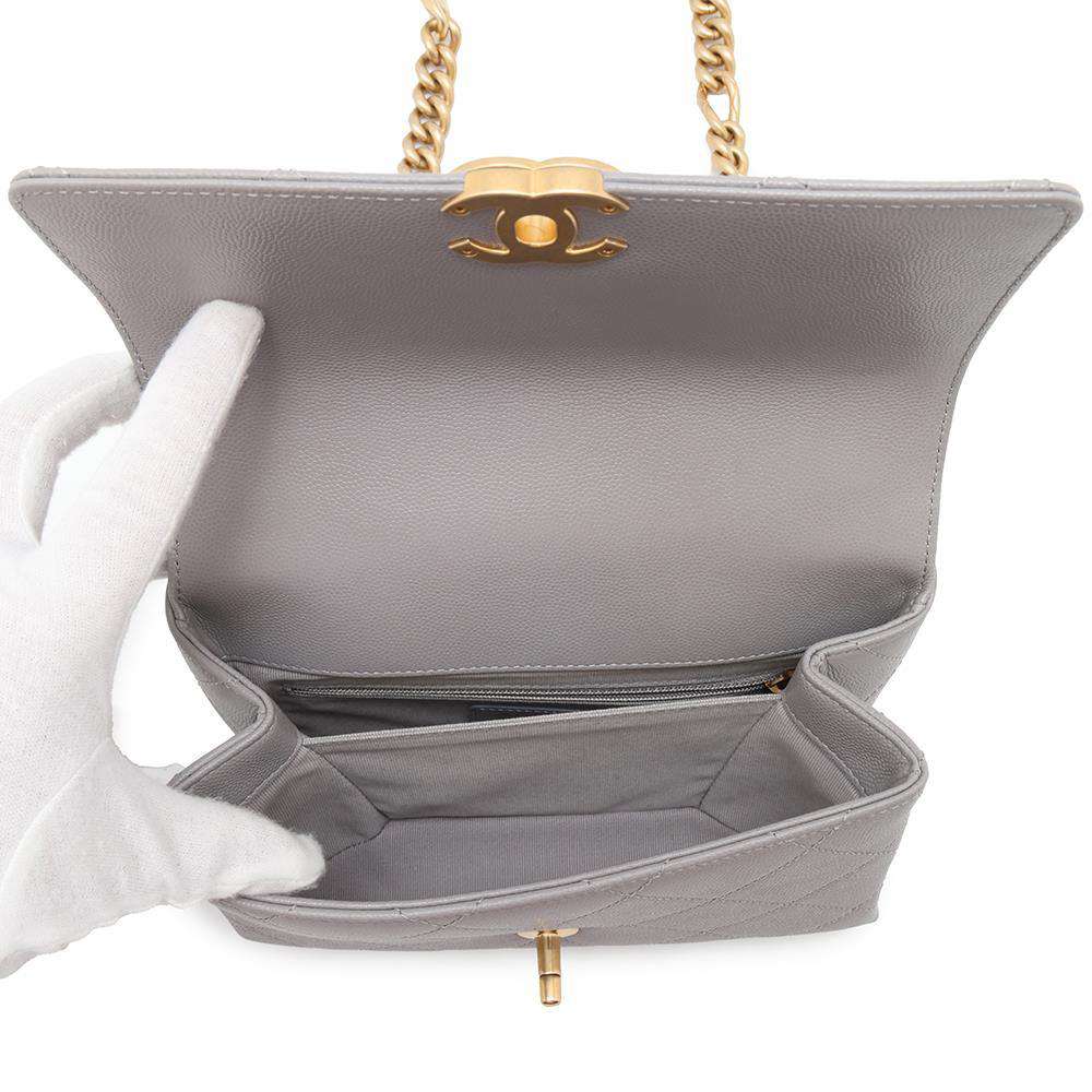 CHANEL Matelasse WChainShoulder Bag GrayAS2711 Caviar Leather