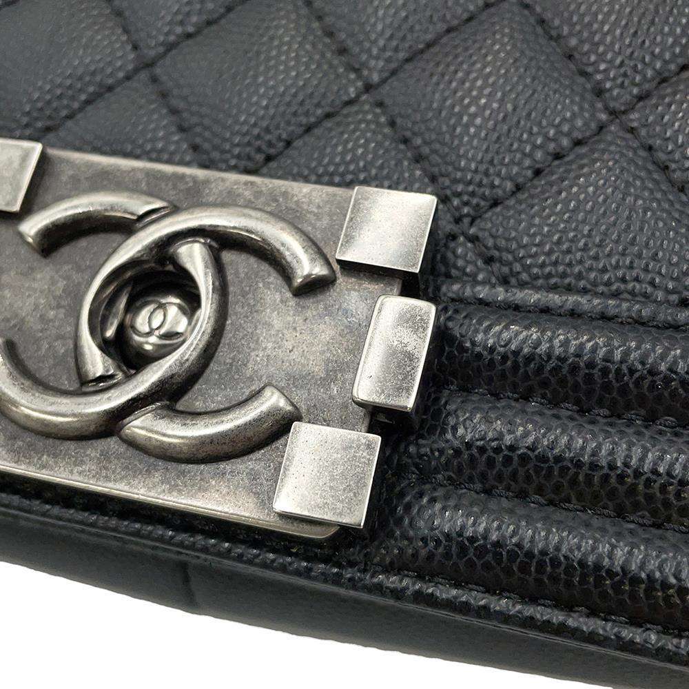 CHANEL Boy Chanel ChainShoulder BlackA92193 Caviar Leather Size 28