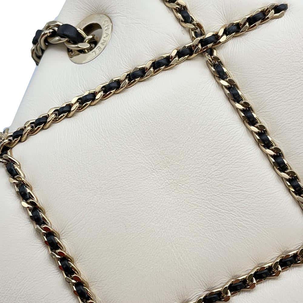 CHANEL ChainShoulder White/BlackAS2383 Lambskin