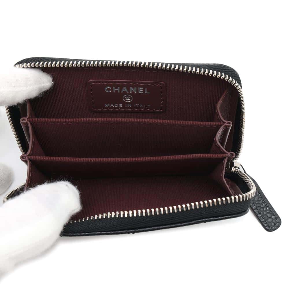 CHANEL Matelasse Classic Zip Coin Purse BlackAP0216 Caviar Leather