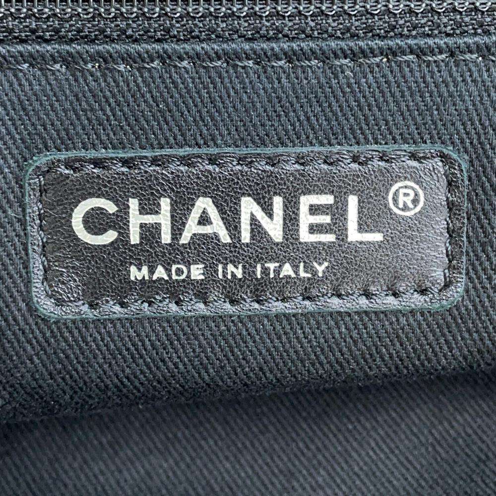 CHANEL French Viera Punching Chain Shoulder Black Leather