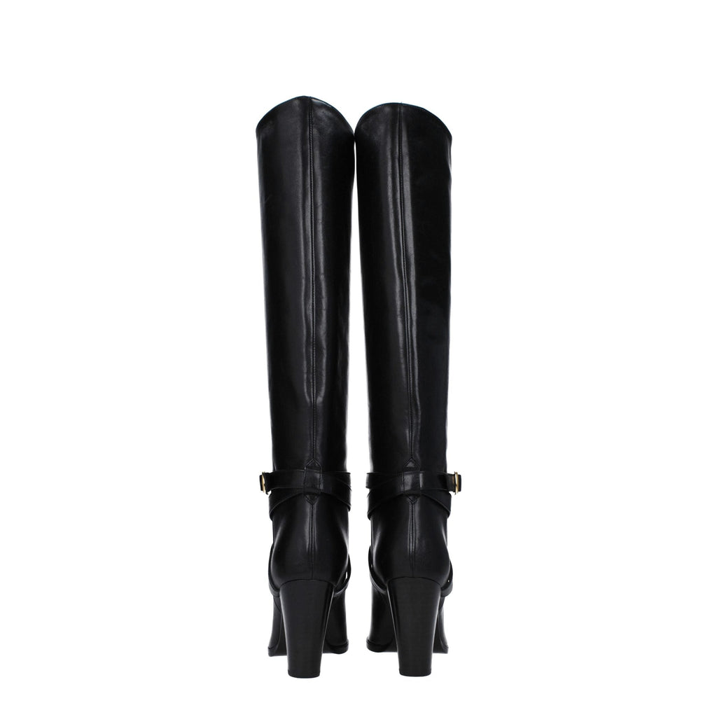 Celine Black Leather High Heel Women's Boots