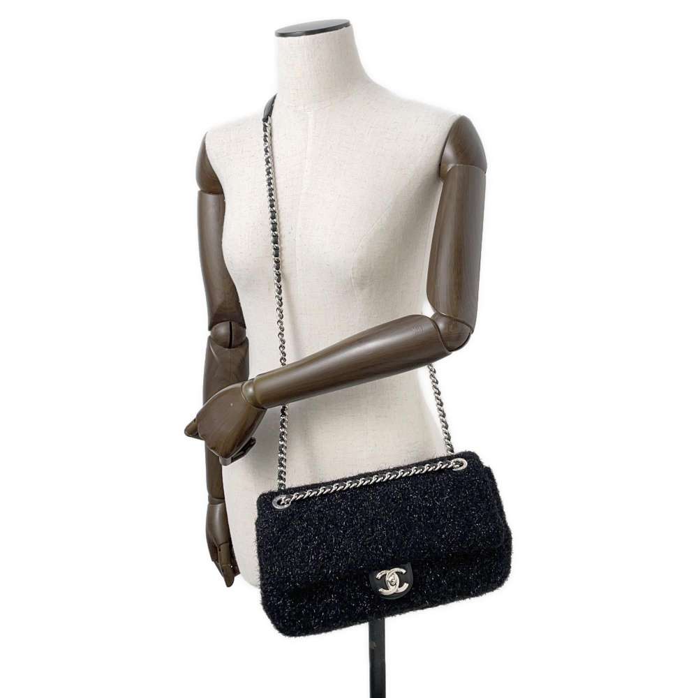 CHANEL Matelasse ChainShoulder Bag Pool Toe Glitter BlackA91984 Lambskin Mix Fiber Size 25