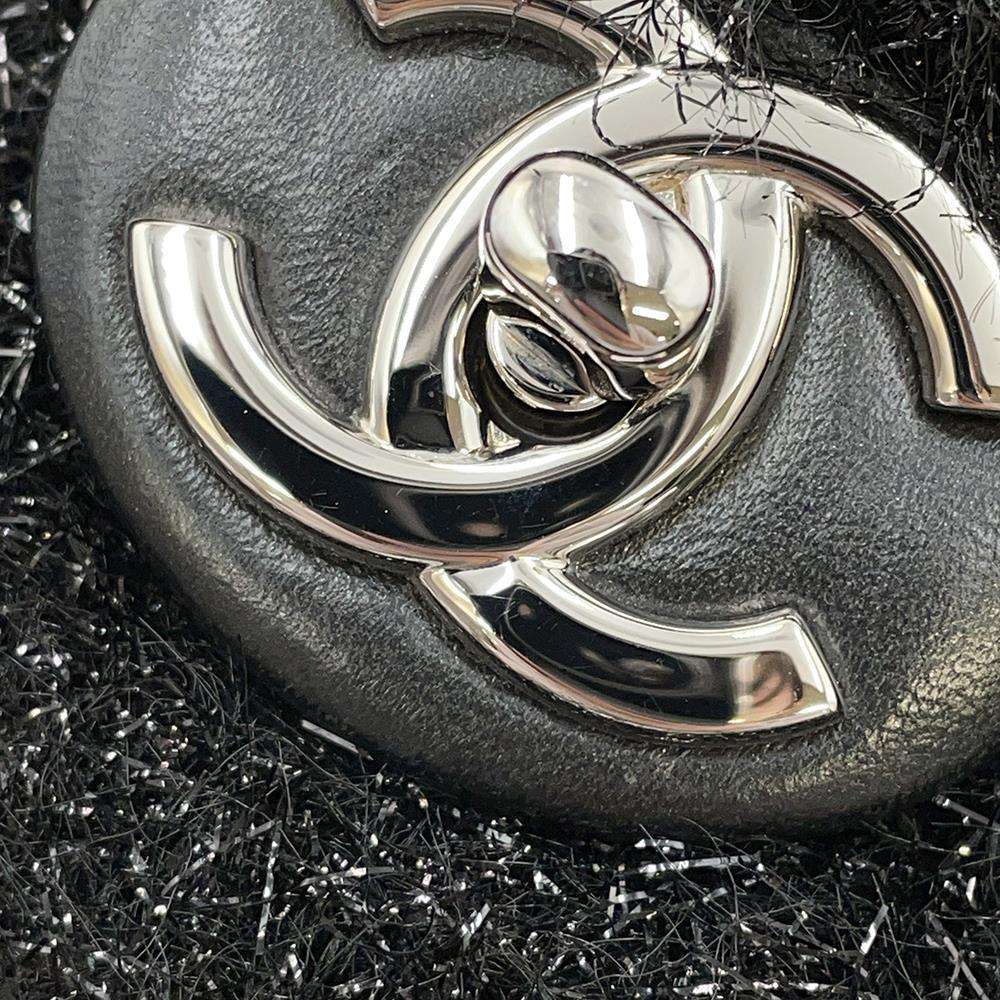 CHANEL Matelasse ChainShoulder Bag Pool Toe Glitter BlackA91984 Lambskin Mix Fiber Size 25