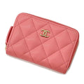 CHANEL Matelasse Classic Zip Coin Purse PinkAP0216 Caviar Leather