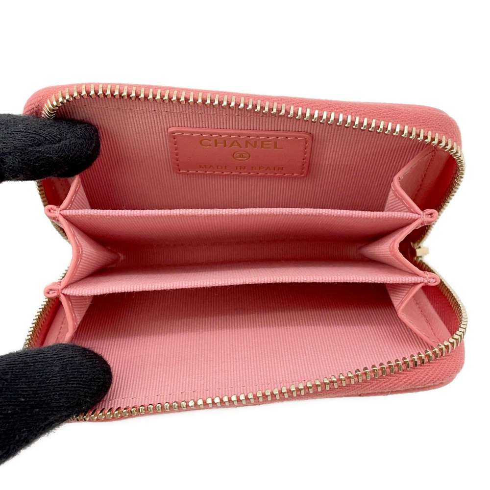 CHANEL Matelasse Classic Zip Coin Purse PinkAP0216 Caviar Leather