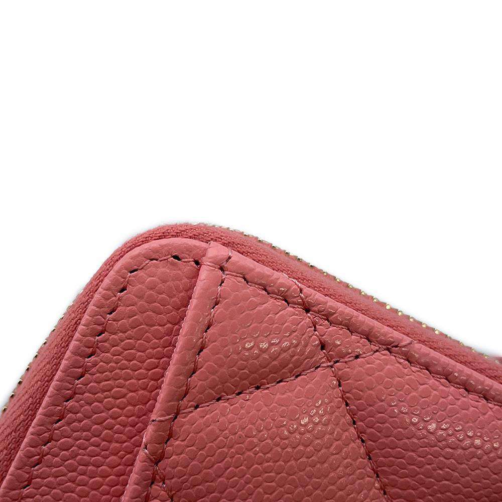 CHANEL Matelasse Classic Zip Coin Purse PinkAP0216 Caviar Leather