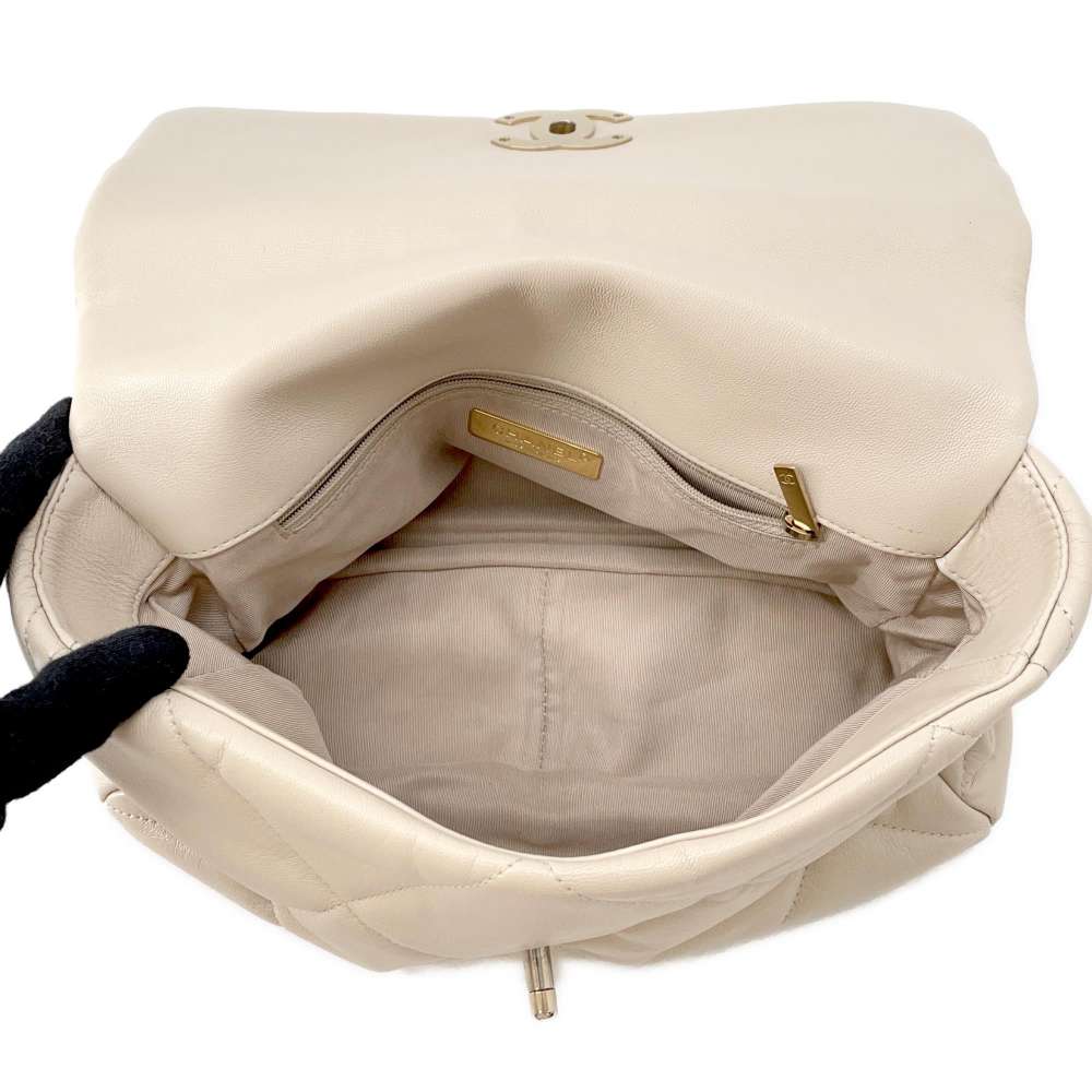 CHANEL CHANEL 19 ChainShoulder Bag BeigeAS1161 Lambskin Size Large
