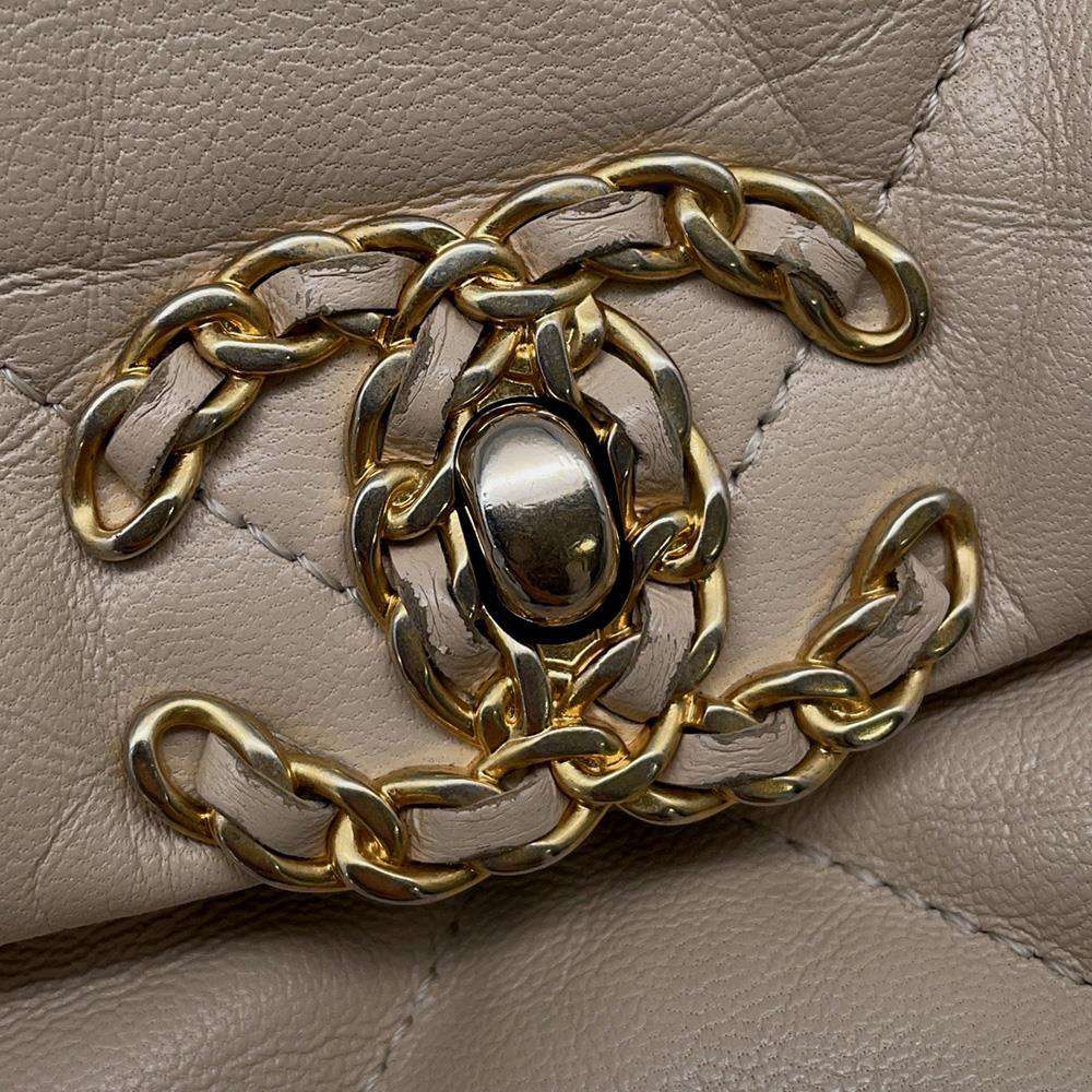 CHANEL CHANEL 19 ChainShoulder Bag BeigeAS1161 Lambskin Size Large