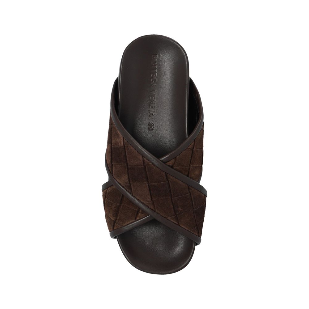 Bottega Veneta Brown Lamb Leather Men's Sandals