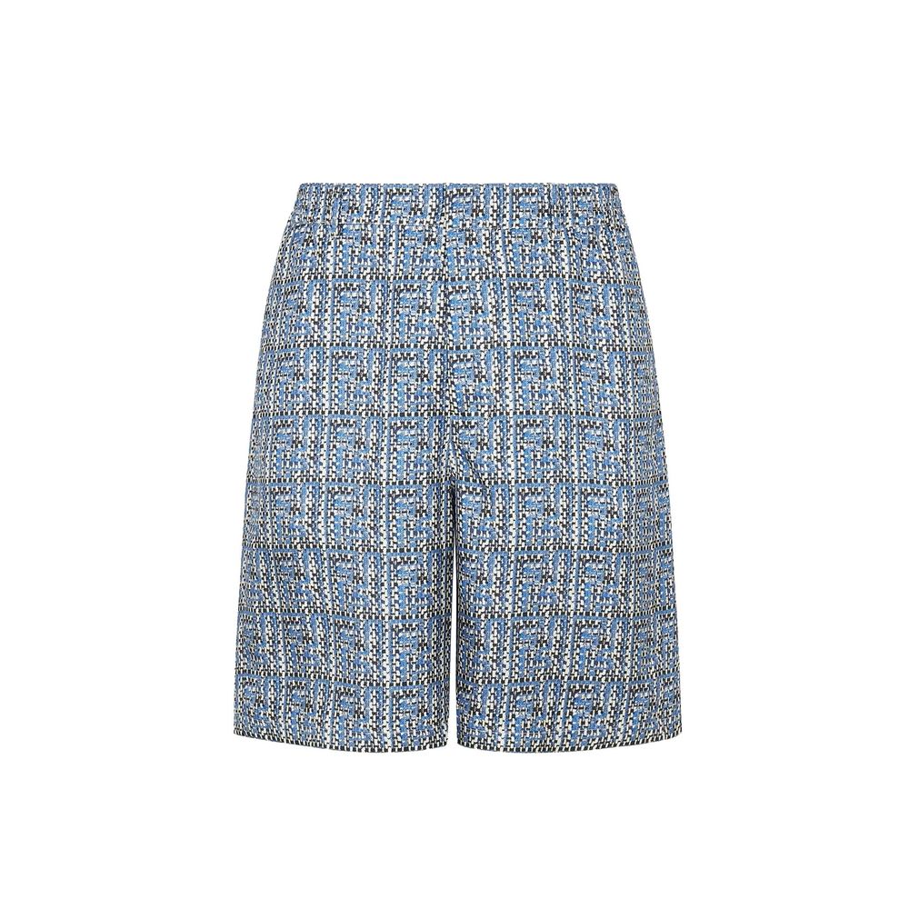 Fendi Blue Silk Bermuda Men's Shorts