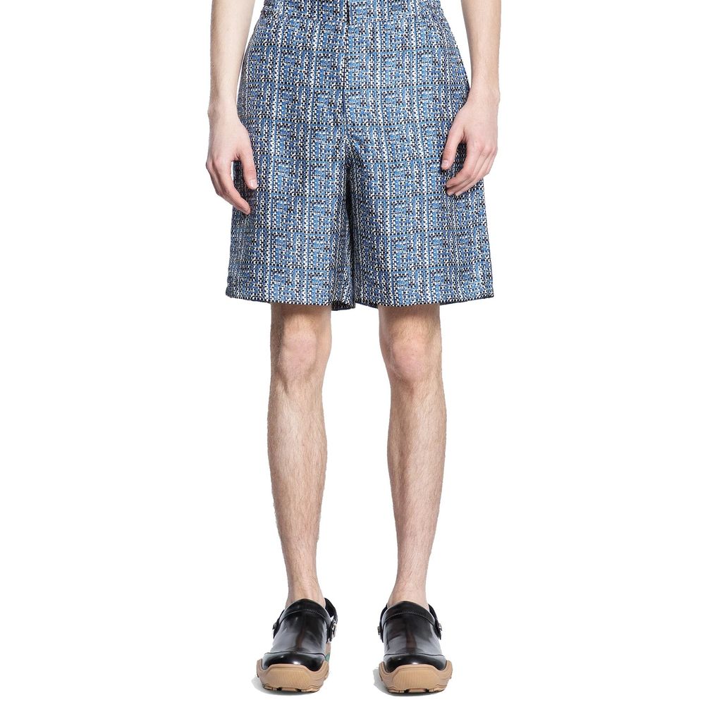 Fendi Blue Silk Bermuda Men's Shorts