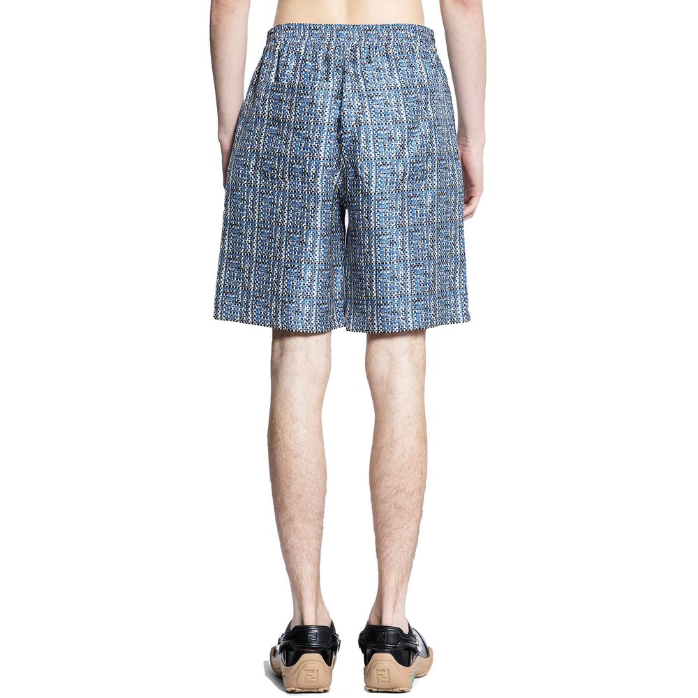 Fendi Blue Silk Bermuda Men's Shorts