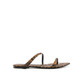 Saint Laurent Brown Fabric Flat Women's Sandals