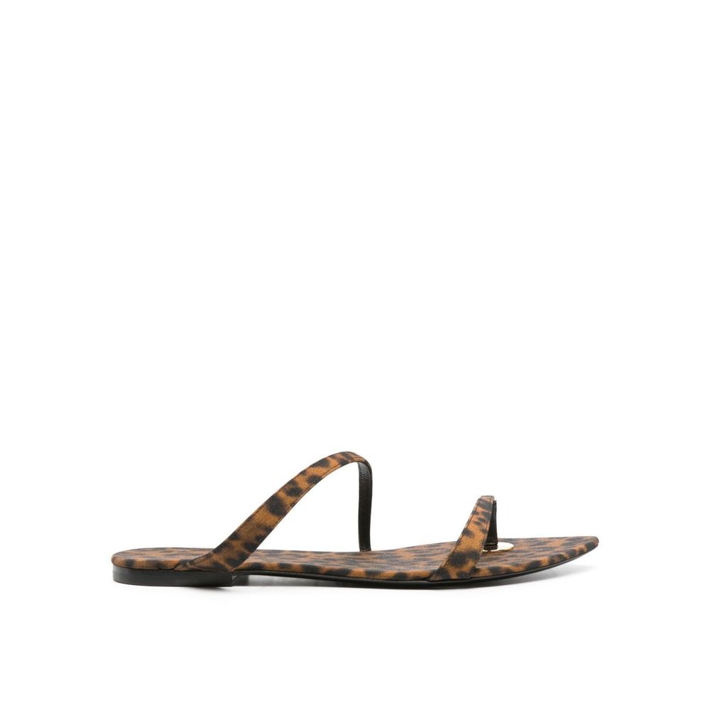 Saint Laurent Brown Fabric Flat Women's Sandals