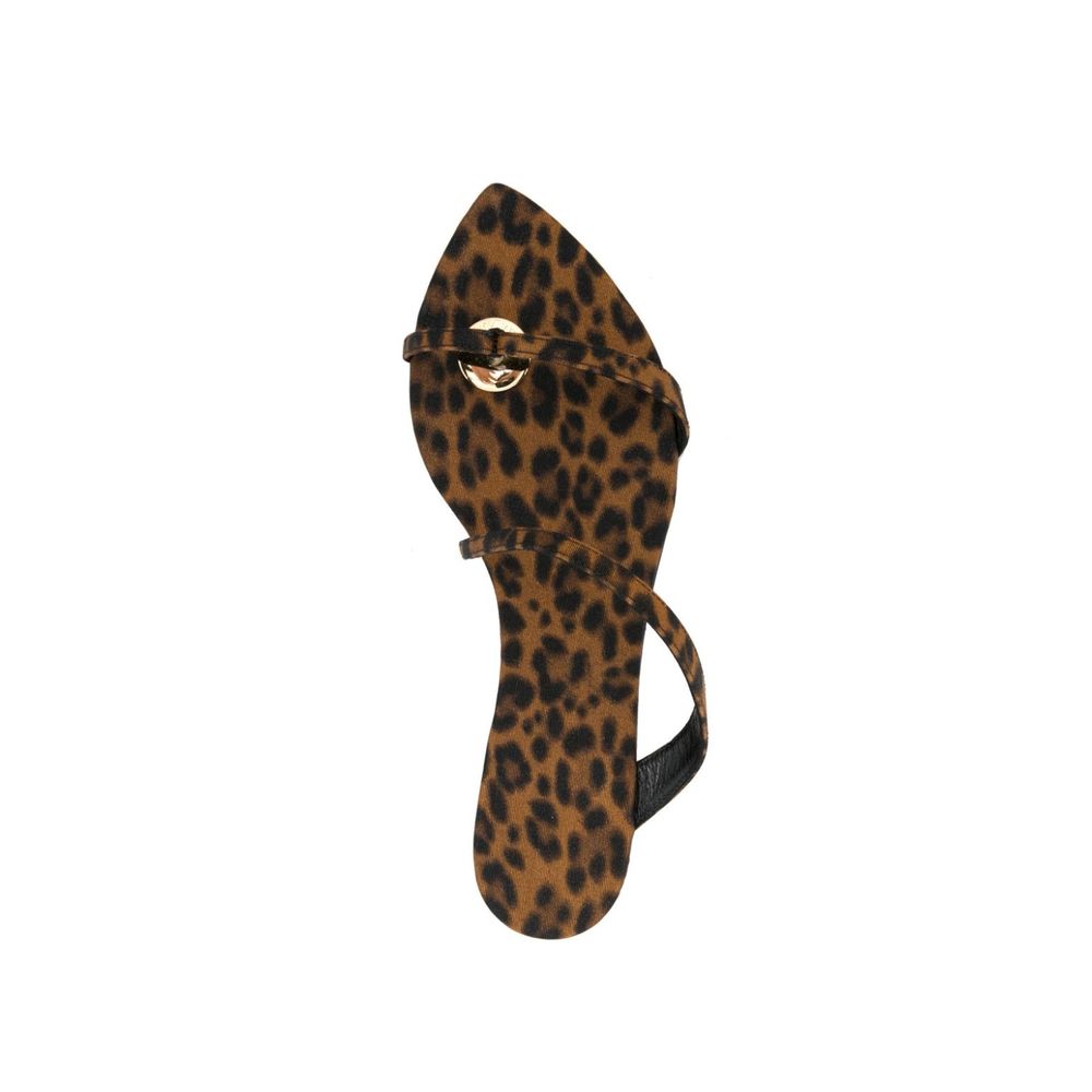 Saint Laurent Brown Fabric Flat Women's Sandals