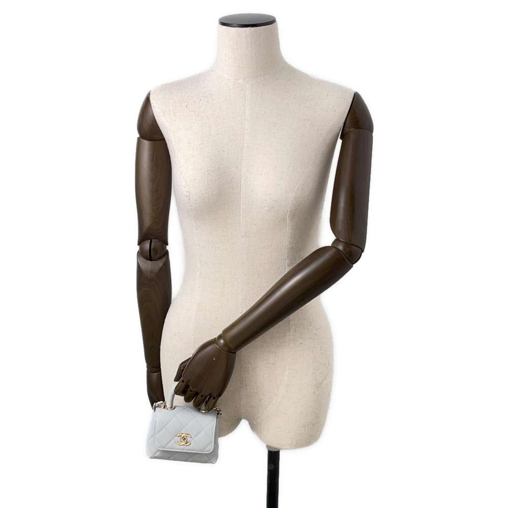 CHANEL Coco Handle ChainShoulder Light BlueAP4245 Caviar Leather Size micro
