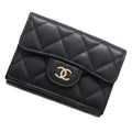 CHANEL Matelasse CC Logo Classic Small Flap Wallet Tri-Fold Wallet BlackAP0230 Caviar Leather