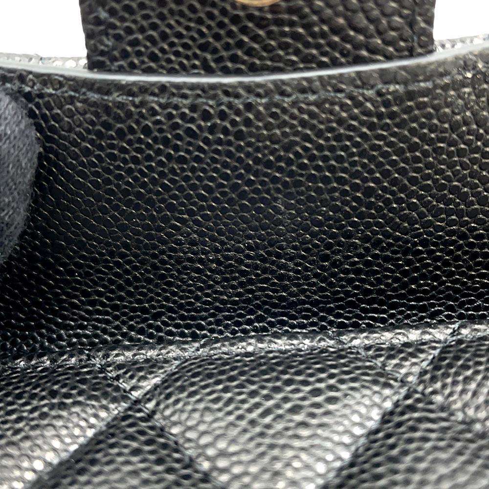 CHANEL Matelasse CC Logo Classic Small Flap Wallet Tri-Fold Wallet BlackAP0230 Caviar Leather