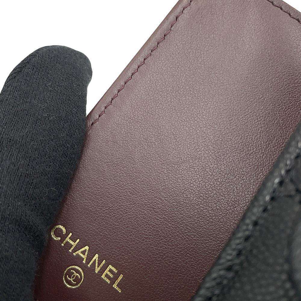 CHANEL Matelasse CC Logo Classic Small Flap Wallet Tri-Fold Wallet BlackAP0230 Caviar Leather