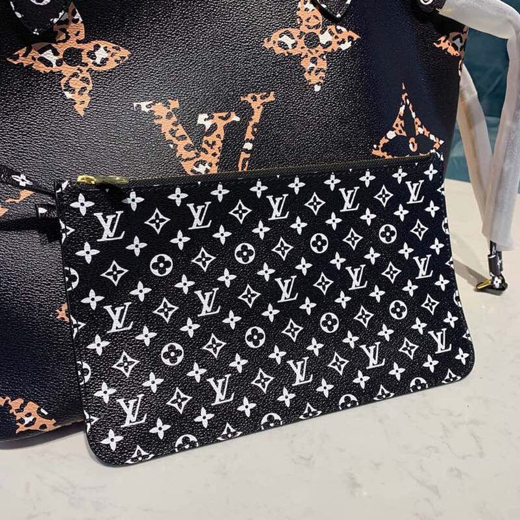 Louis Vuitton Neverfull MM Tote Bag Monogram Jungle Canvas Black For Women,  Shoulder Bags 12.2in/31cm Louis Vuitton M44676