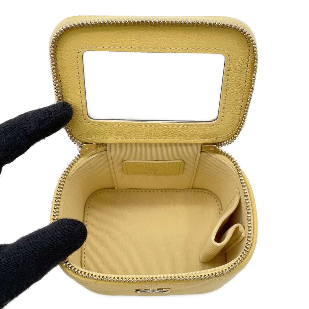 CHANEL Vanity ChainShoulder Bag YellowAP2624 Caviar Leather Size Mini