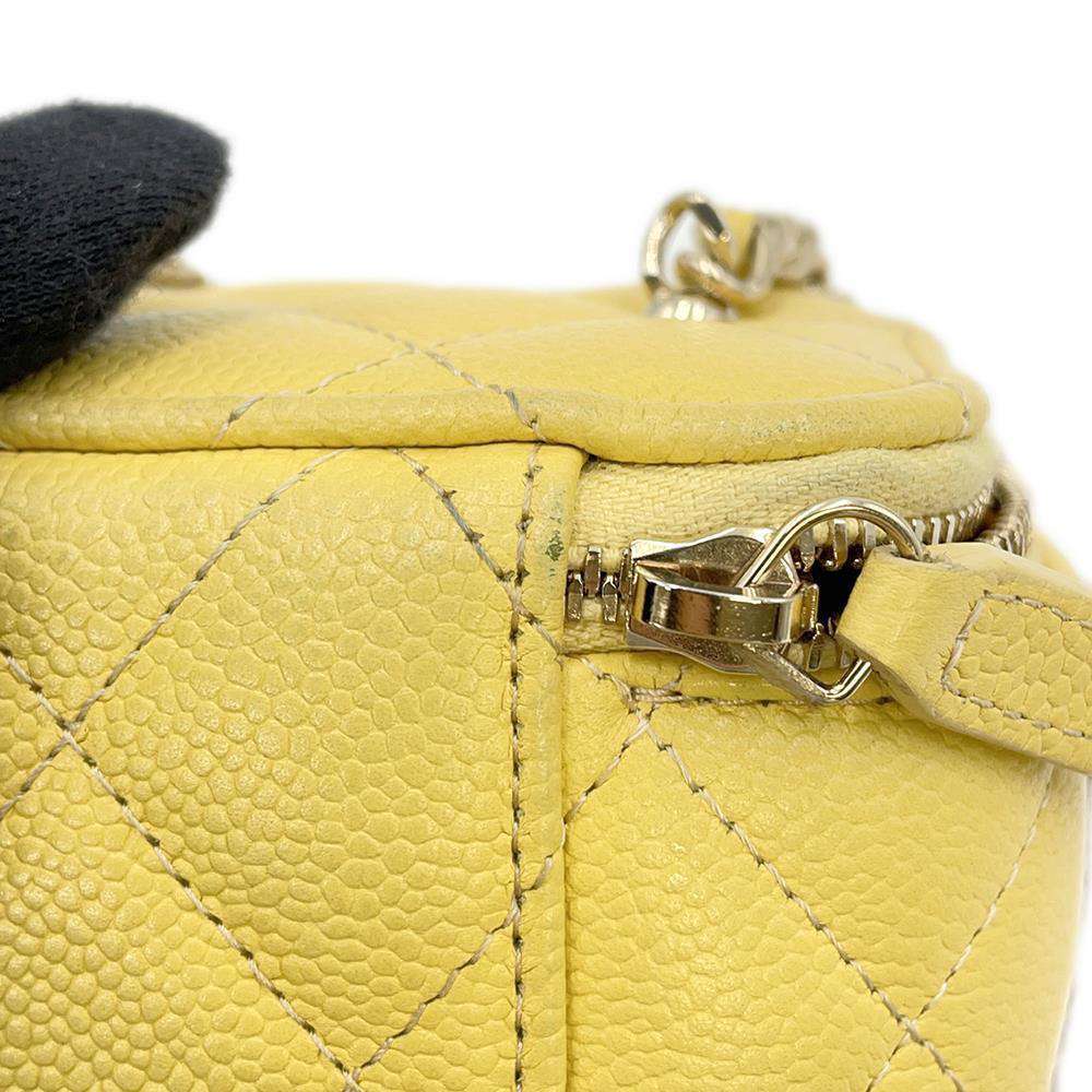 CHANEL Vanity ChainShoulder Bag YellowAP2624 Caviar Leather Size Mini