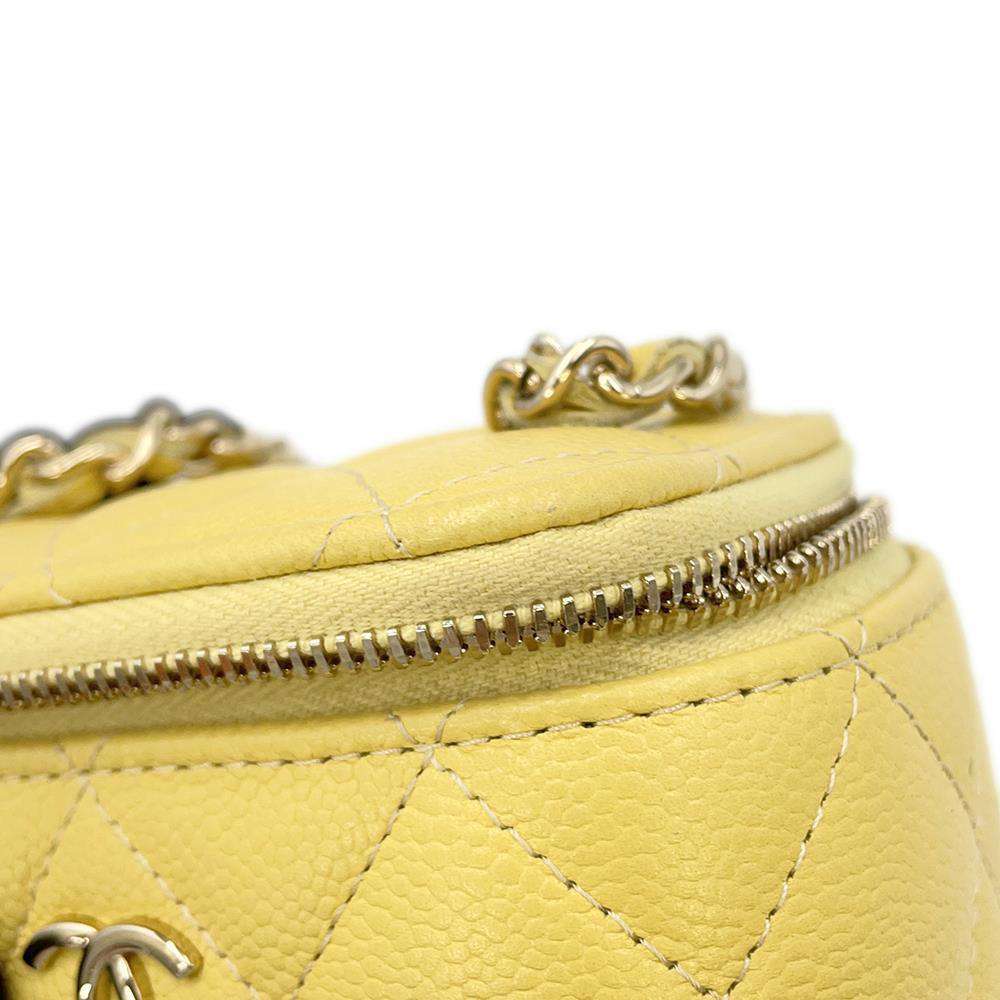 CHANEL Vanity ChainShoulder Bag YellowAP2624 Caviar Leather Size Mini