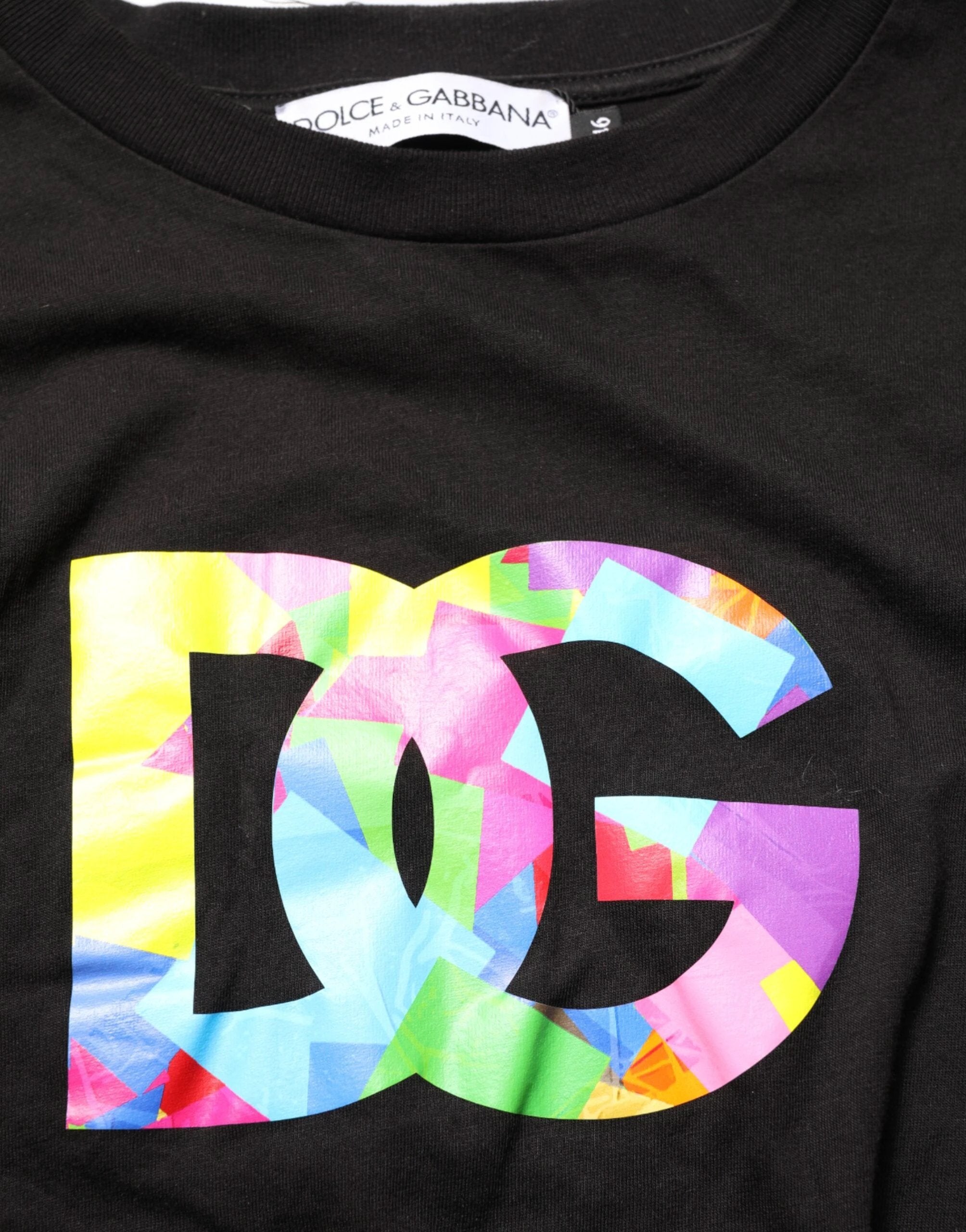 Dolce & Gabbana Black Logo Print Cotton Crew Neck T-shirt