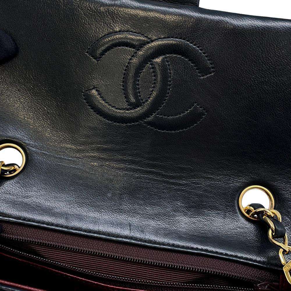CHANEL Matelasse Single Flap ChainShoulder Bag BlackA01163 Lambskin Size 20