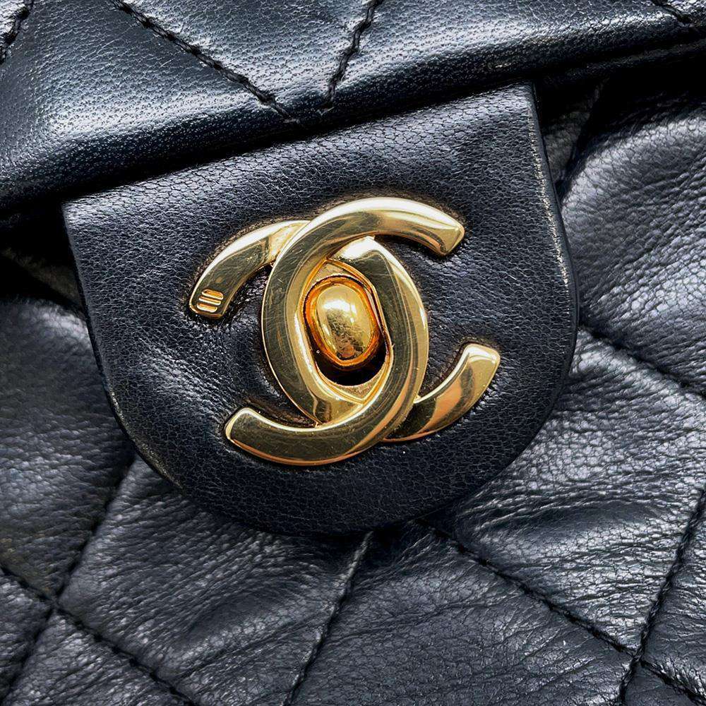 CHANEL Matelasse Single Flap ChainShoulder Bag BlackA01163 Lambskin Size 20