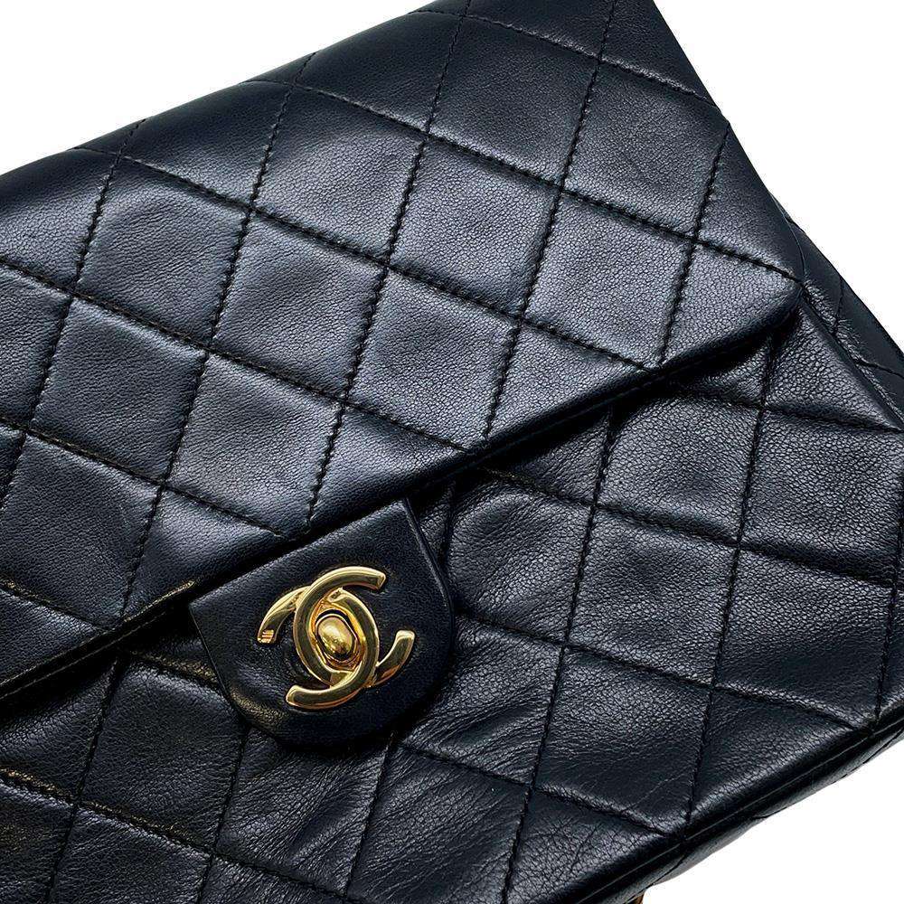 CHANEL Matelasse Single Flap ChainShoulder Bag BlackA01163 Lambskin Size 20