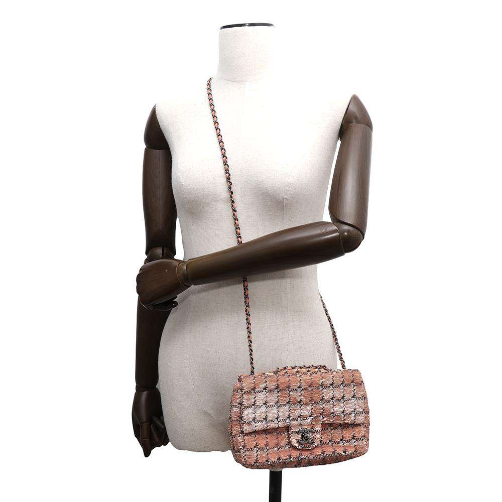 CHANEL CC Flap ChainShoulder Bag Pink Sequins Leather