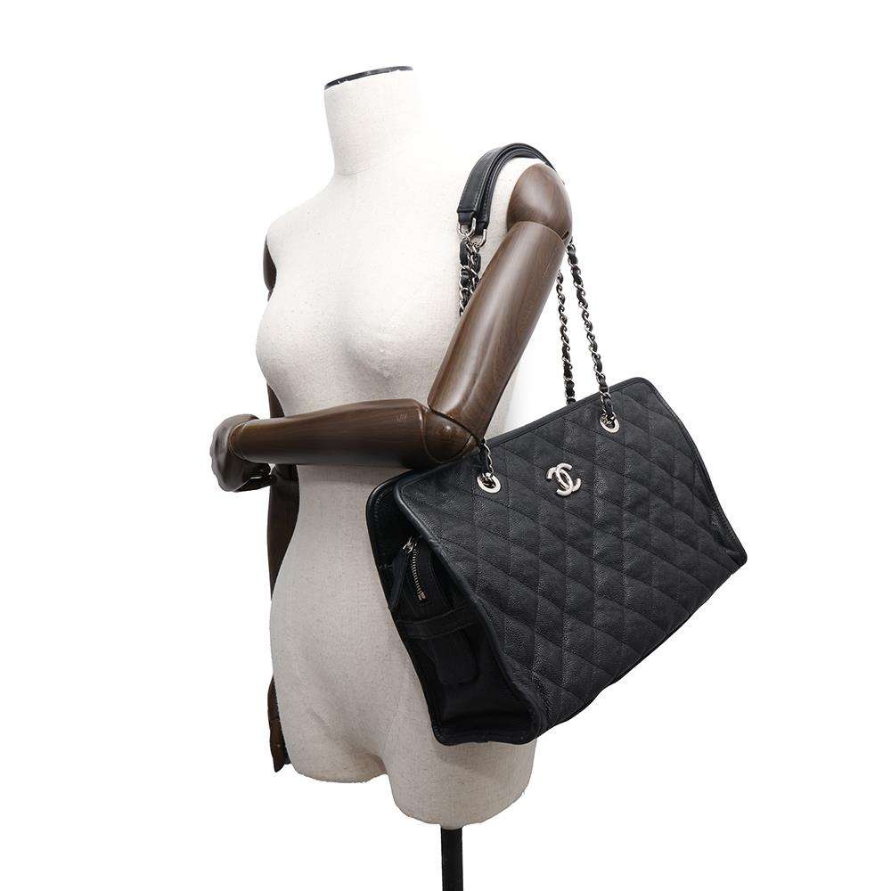 CHANEL French Riviera ChainShoulder Bag Black Caviar Leather