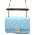 CHANEL Métiers d'Art Wood Handle ChainShoulder Bag Light BlueAS4151 Lambskin