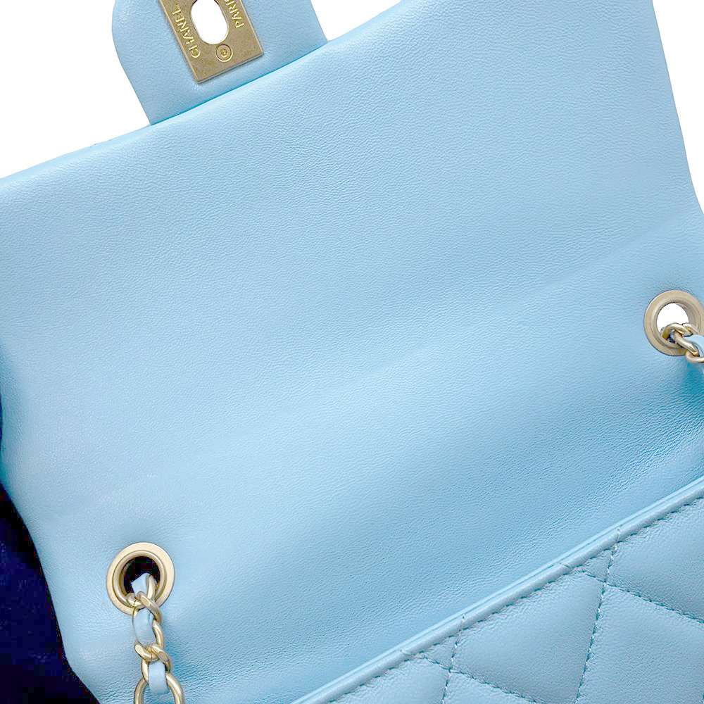 CHANEL Métiers d'Art Wood Handle ChainShoulder Bag Light BlueAS4151 Lambskin