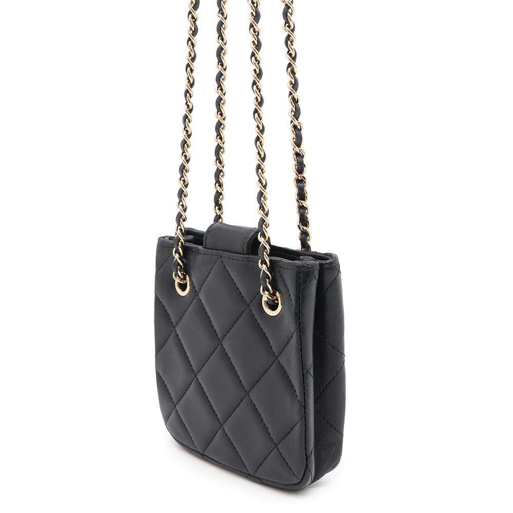 CHANEL Matelasse Mini Pochette ChainShoulder Bag BlackAP2547 Lambskin