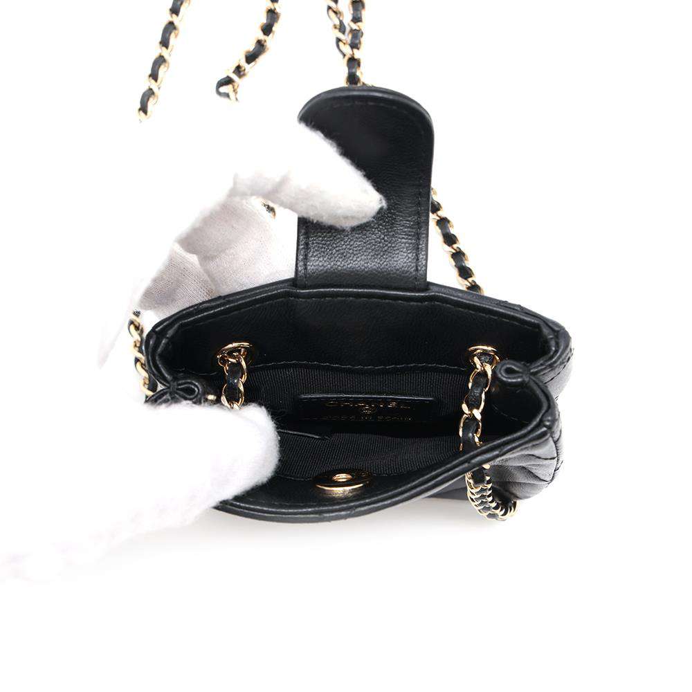 CHANEL Matelasse Mini Pochette ChainShoulder Bag BlackAP2547 Lambskin