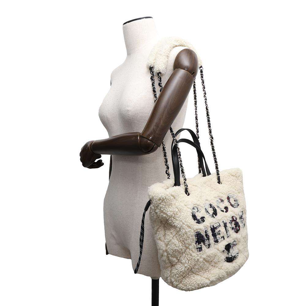 CHANEL Coco Neige 2WAY Shoulder Bag IvoryAS0981 Mouton Leather