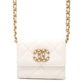 CHANEL CHANEL19 ChainShoulder Coin purse WhiteAP1787 Lambskin