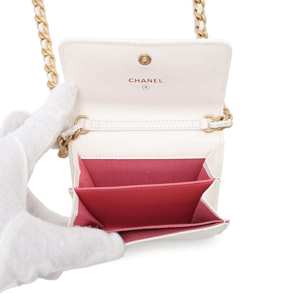 CHANEL CHANEL19 ChainShoulder Coin purse WhiteAP1787 Lambskin