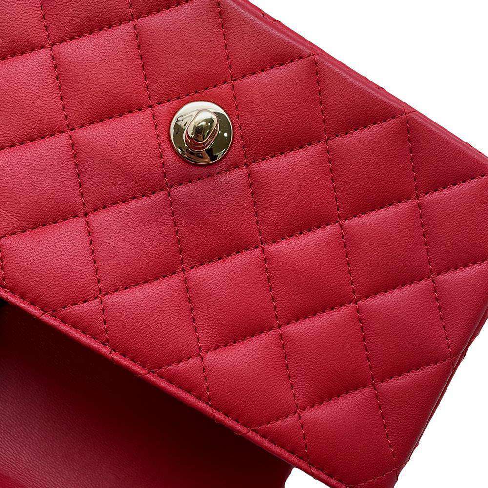 CHANEL Matelasse Top Handle ChainShoulder Bag RedAS2431 Lambskin