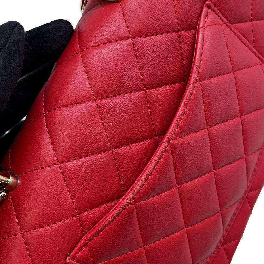 CHANEL Matelasse Top Handle ChainShoulder Bag RedAS2431 Lambskin
