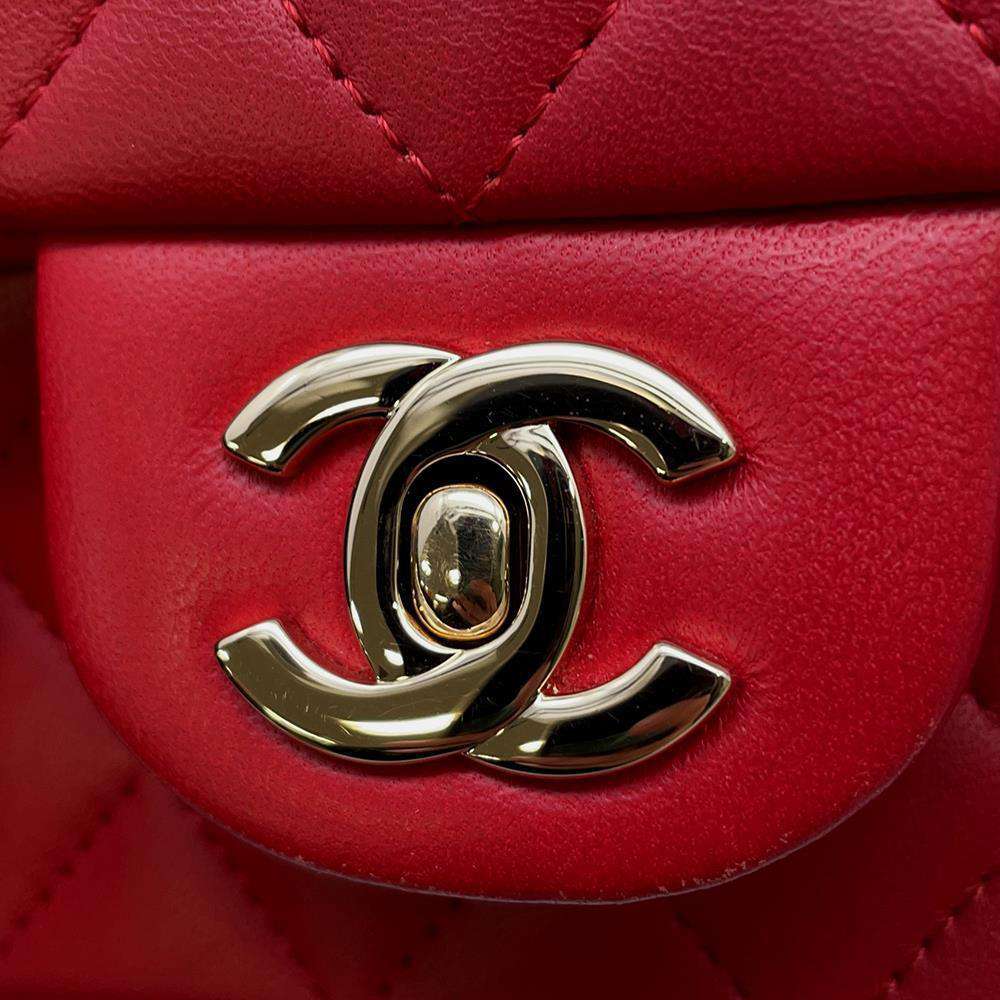 CHANEL Matelasse Top Handle ChainShoulder Bag RedAS2431 Lambskin