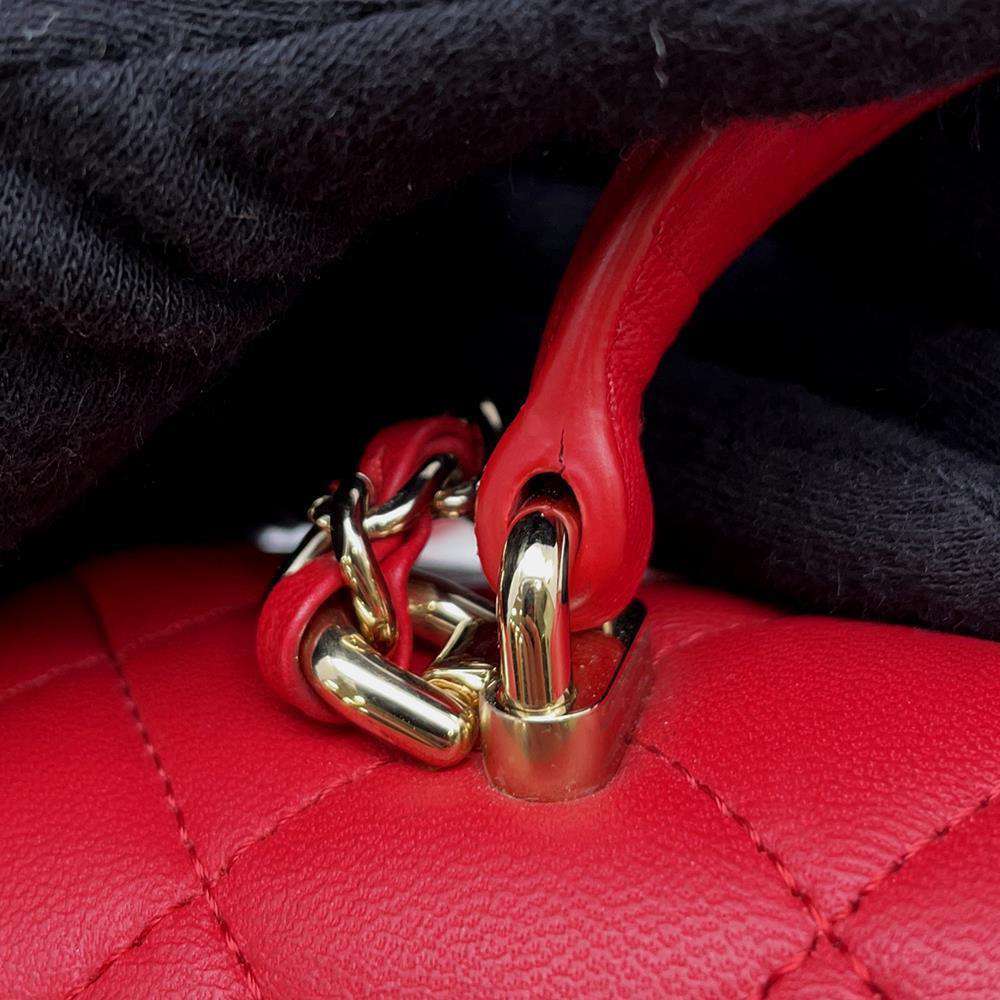 CHANEL Matelasse Top Handle ChainShoulder Bag RedAS2431 Lambskin