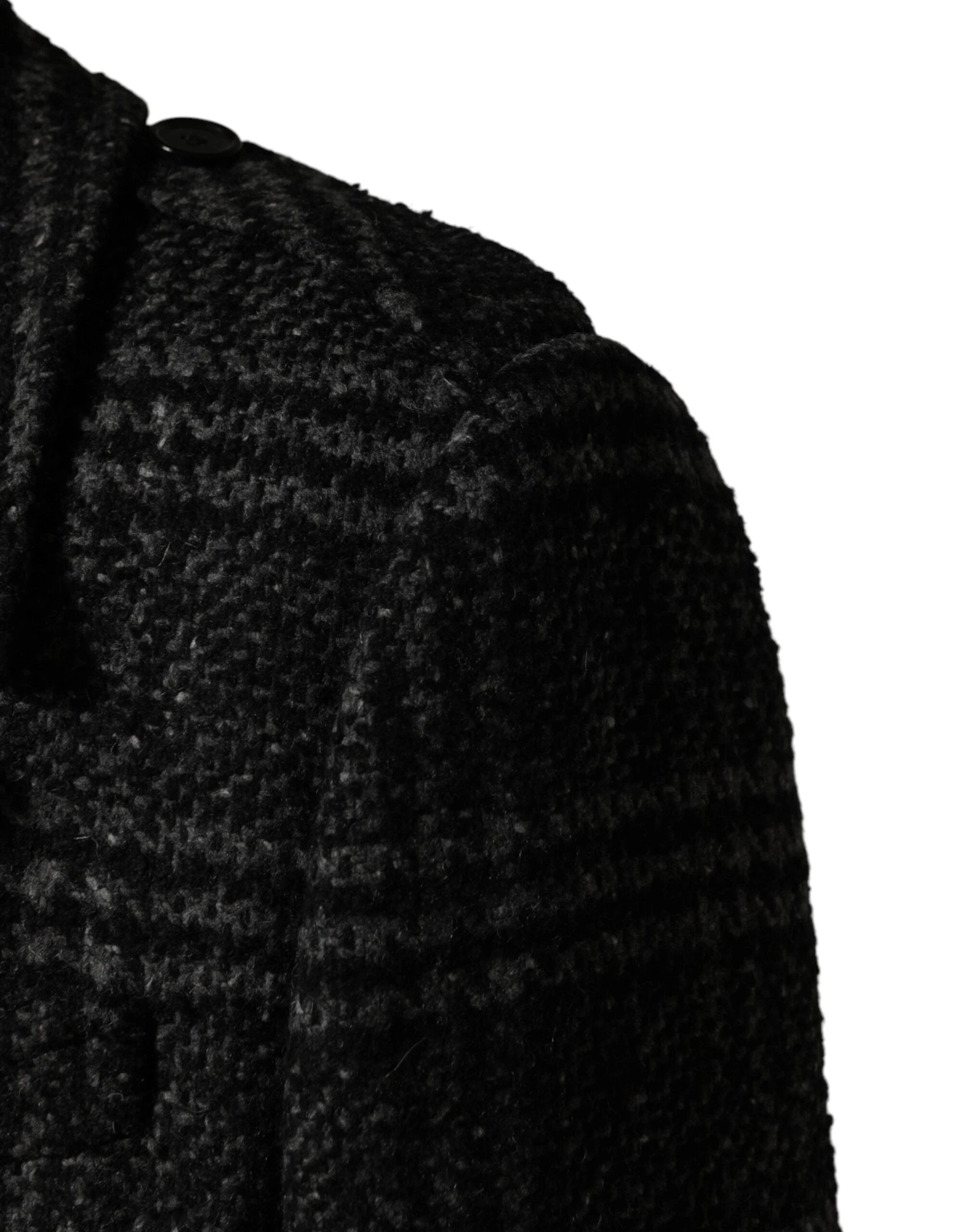 Dolce & Gabbana Grey Double Breasted Plaid Wool Coat Jacket