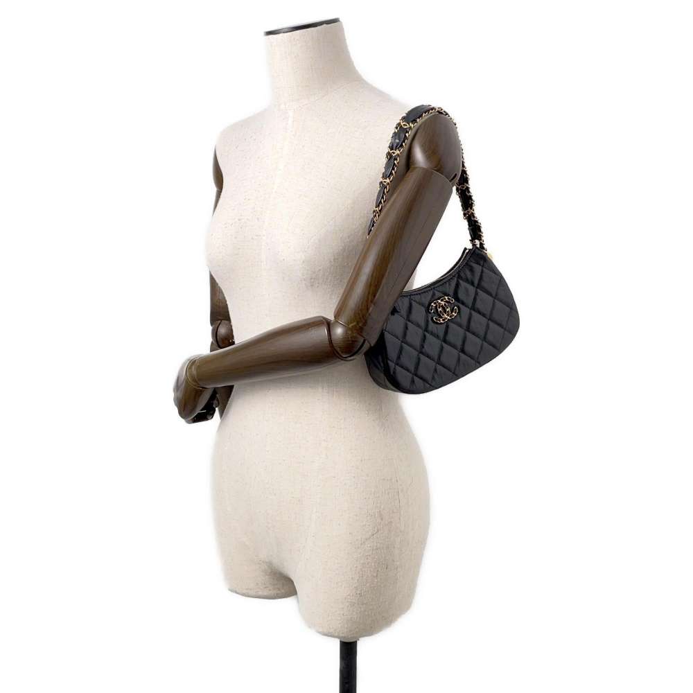 CHANEL CHANEL19 Matelasse Hobo Bag One Shoulder Bag BlackAP3647 Lambskin Size Small