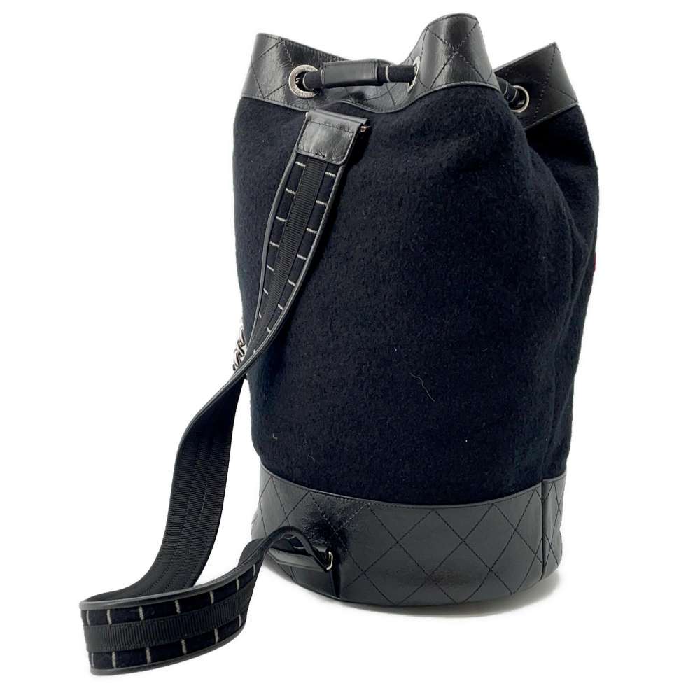 CHANEL Embroidery One Shoulder Bag Black/RedA57519 Wool  Calf Leather