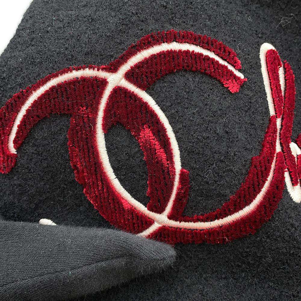 CHANEL Embroidery One Shoulder Bag Black/RedA57519 Wool  Calf Leather